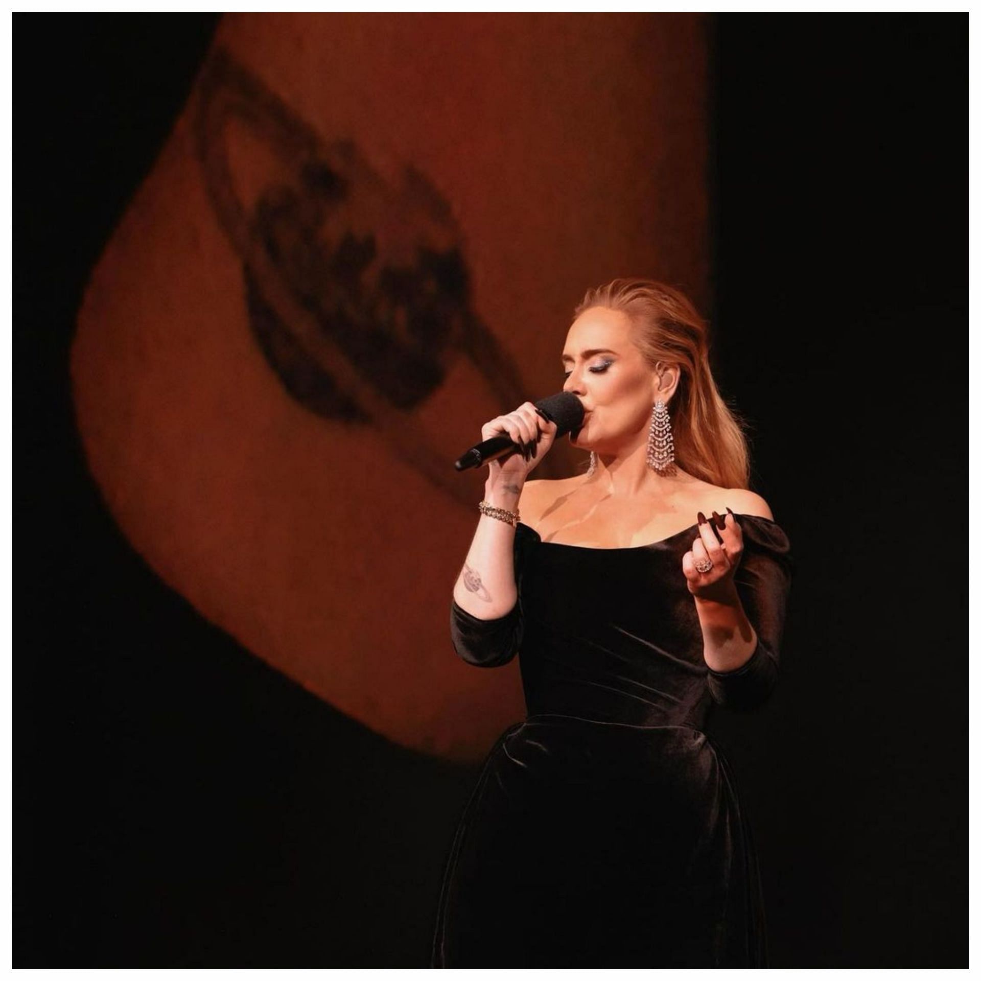 Adele performing in October 2023 (via Instagram)