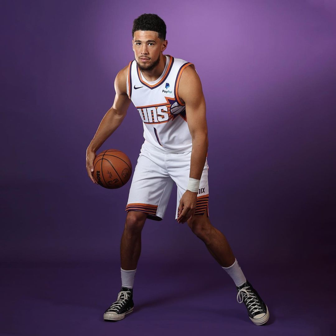 Devin Booker during the NBA Media Day for the 2023-24 season (via Instagram)