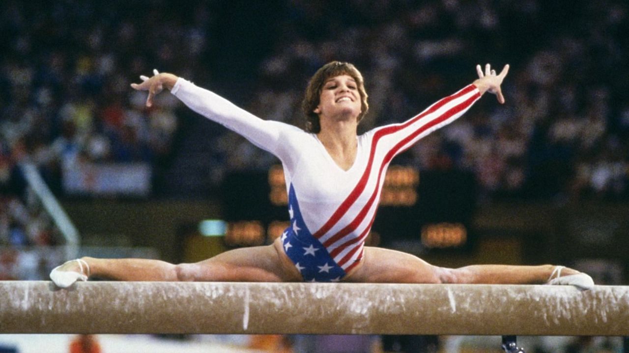 Mary Lou Retton at the 1984 Olympics in Los Angeles, California, United States.