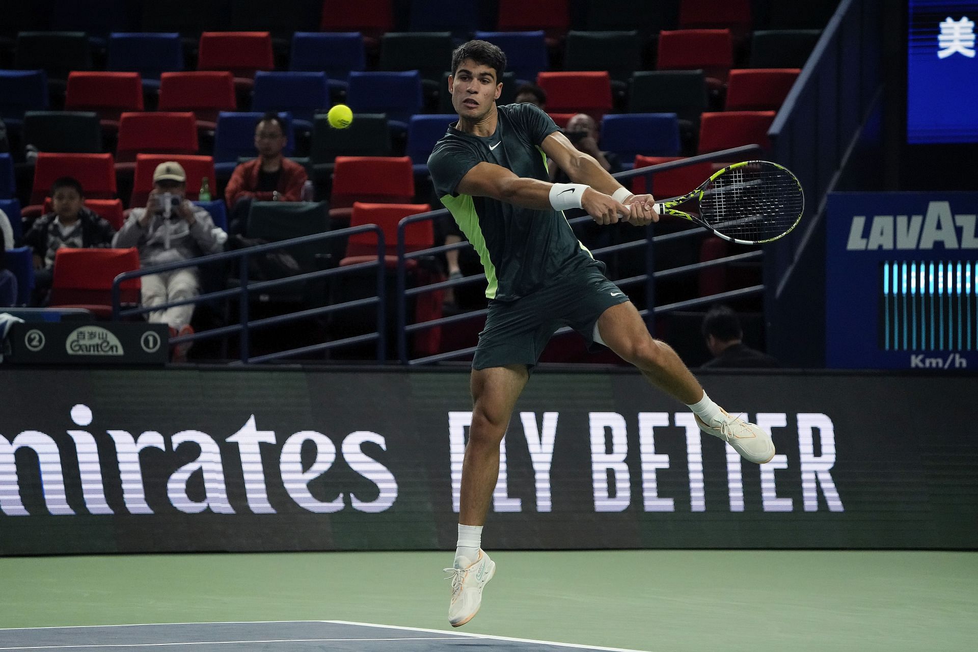 Carlos Alcaraz in action at the 2023 Shanghai Masters.