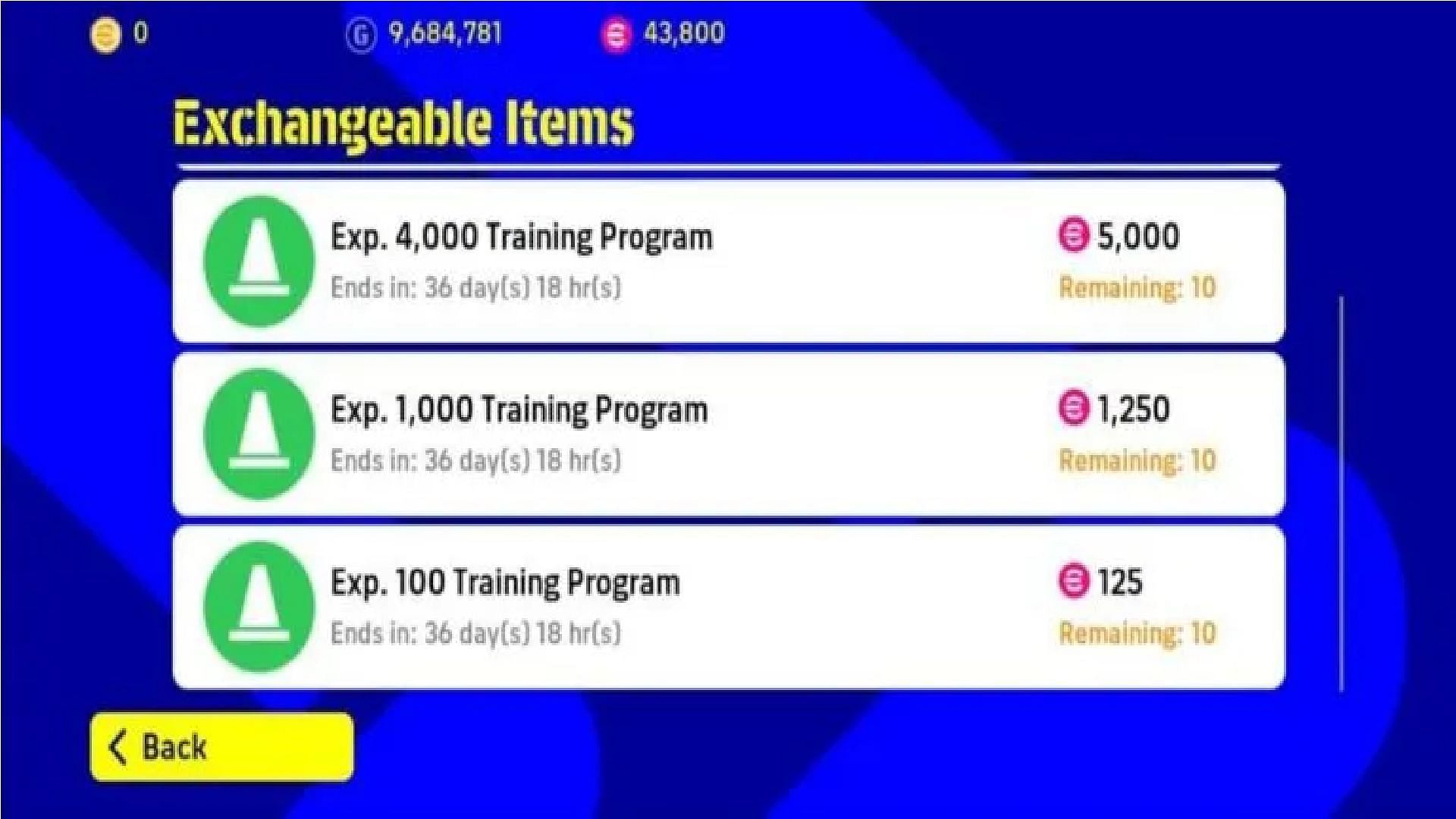 In-game Shop can also help you earn Level Training Programs (Image via Konami)