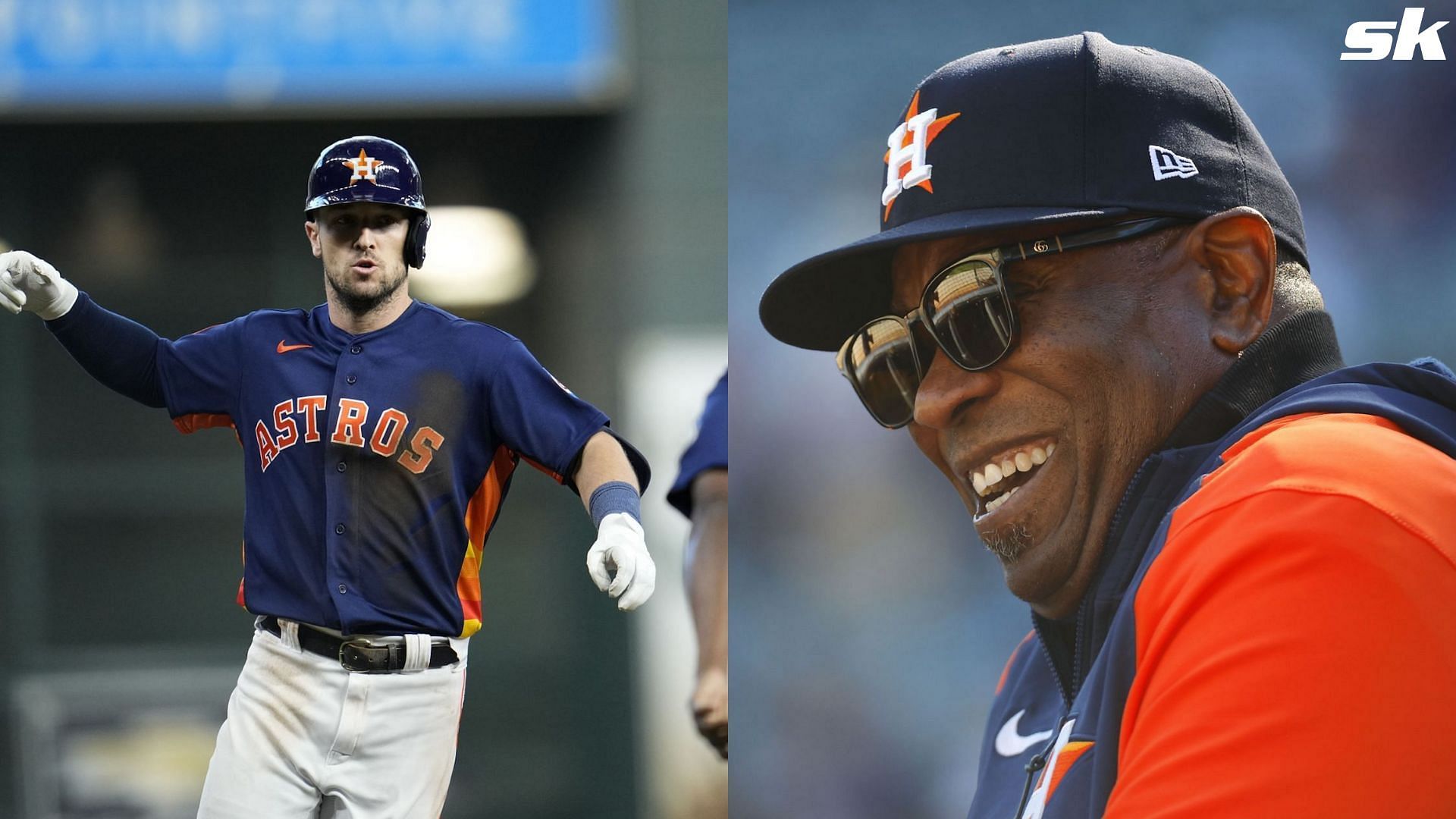 Alex Bregman and Dusty Baker of the Houston Astros
