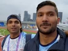 [Watch] Tejaswin Shankar takes javelin throw advice from Neeraj Chopra for his decathlon event in Asian Games 2023