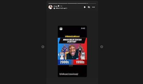Shaquille O'Neal shared this post comparing Centers from the 1990s and the 2000s