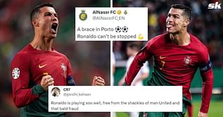 “Free from the shackles of Man United”, “Ronaldo can’t be stopped” – Twitter erupts as Cristiano Ronaldo brace guides Portugal to win over Slovakia