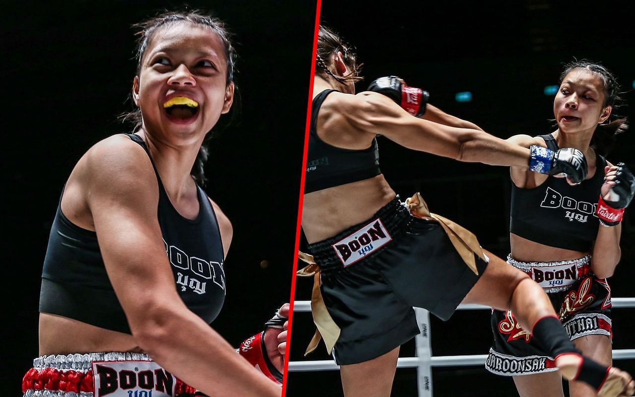 Supergirl (left) and Supergirl during a fight (right) | Image credit: ONE Championship