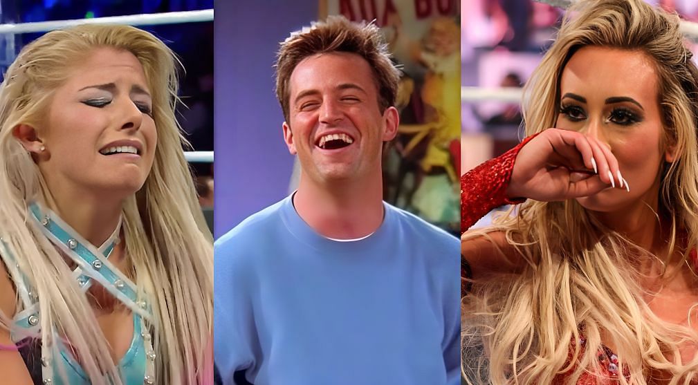 Alexa Bliss(left), Matthew Perry(middle) and Carmella(right)
