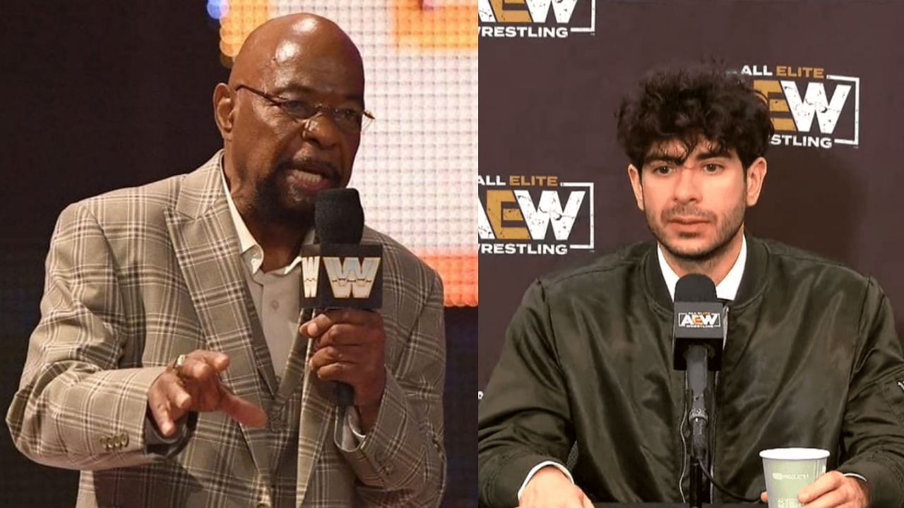 Teddy Long (left) and AEW president Tony Khan (right)