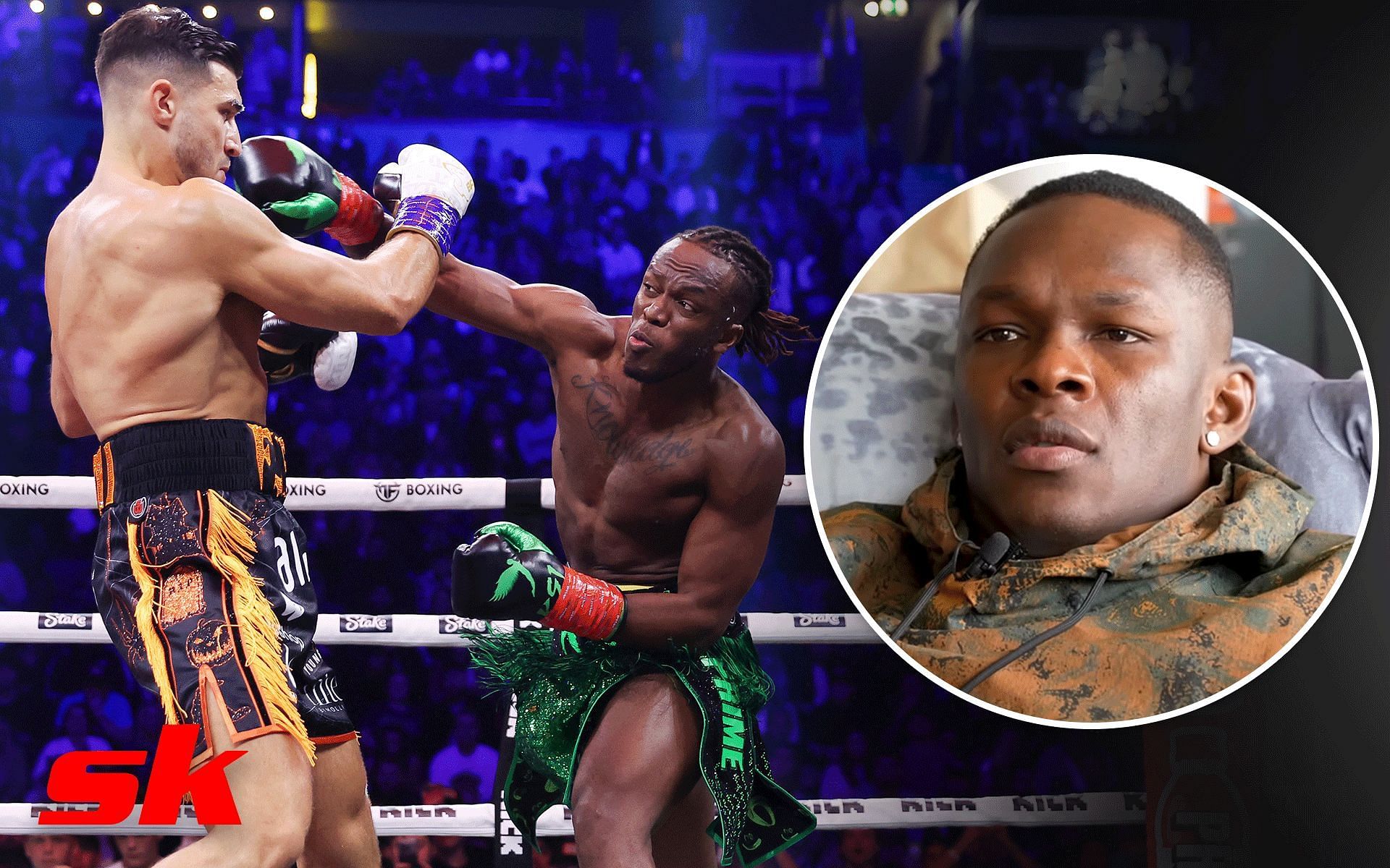 Tommy Fury vs. KSI (Left); Israel Adesanya (Right) [*Image courtesy: Getty Images; FREESTYLEBENDER YouTube channel]