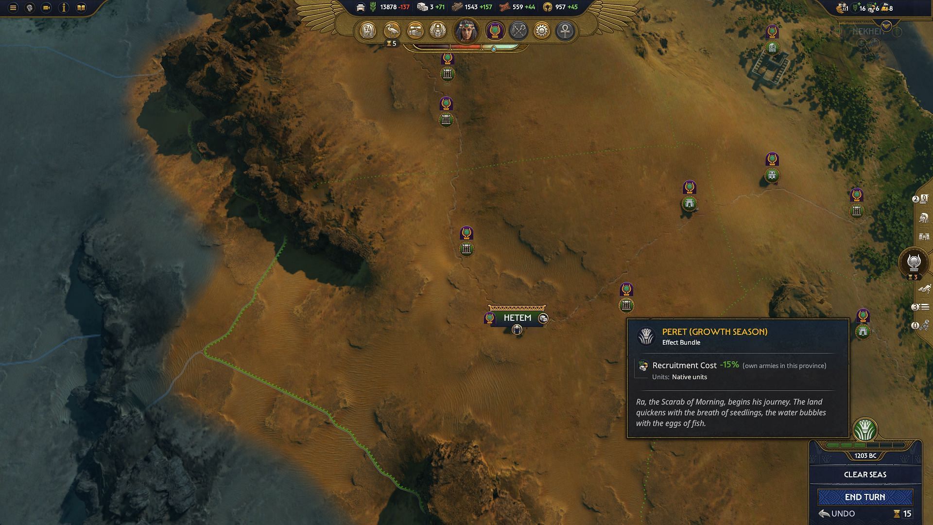 Seasons change the gameplay to a large extent. (Image via Sega/Total War: Pharaoh)