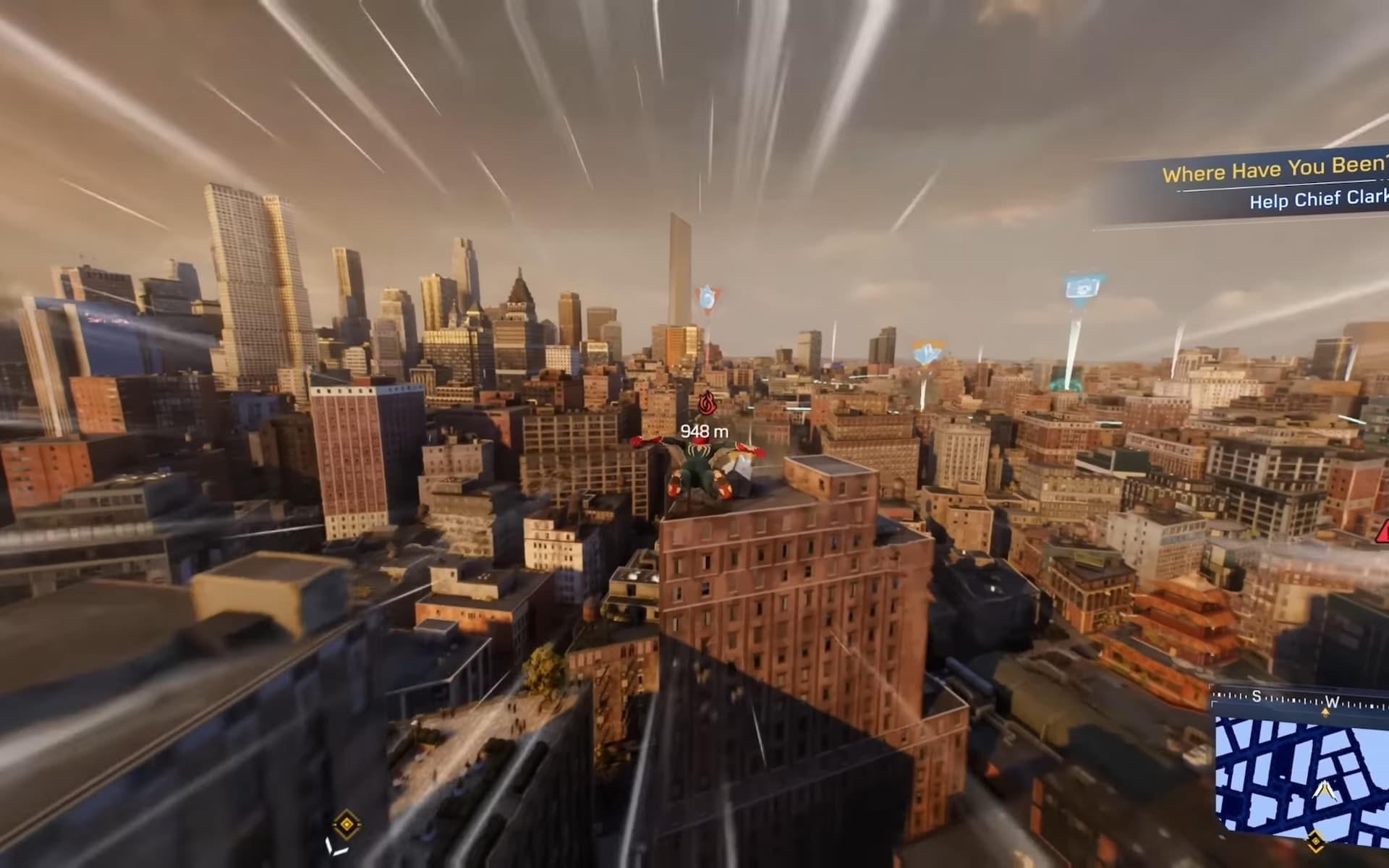 Using web wings to travel faster in Spider-Man 2 (Image via Insomniac Games)