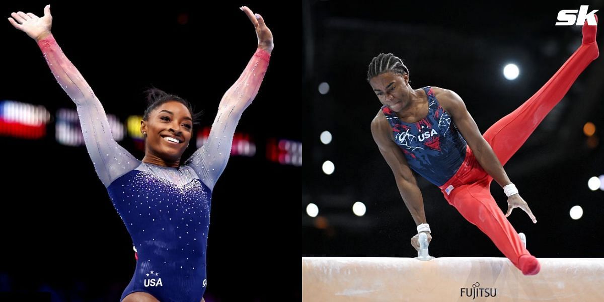 Simone Biles and Khoi Young at the 2023 World Artistic Gymnastics Chmapionships