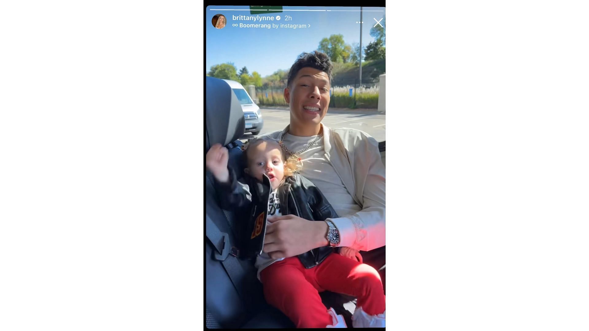 Jackson Mahomes with Sterling. Image Credit: Brittany Mahomes&#039; official IG (@brittanylynne)