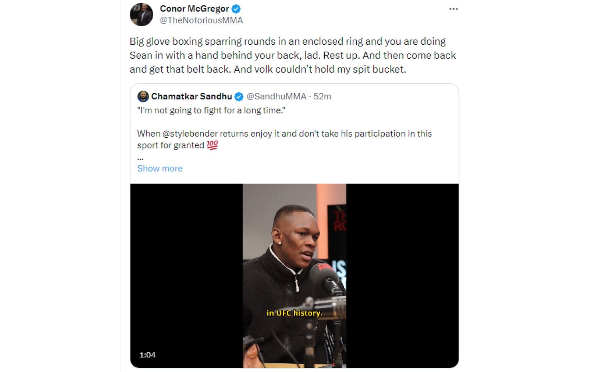 Tweet reacting to Israel Adesanya&#039;s hiatus