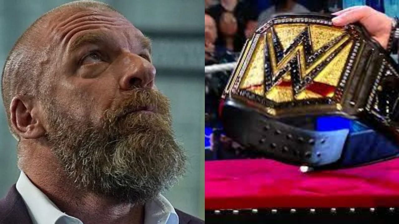 Triple H (left) and WWE Universal Title (right)