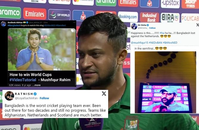 "The worst cricket playing team ever"- Fans react after Bangladesh's crushing loss against the Netherlands in 2023 World Cup