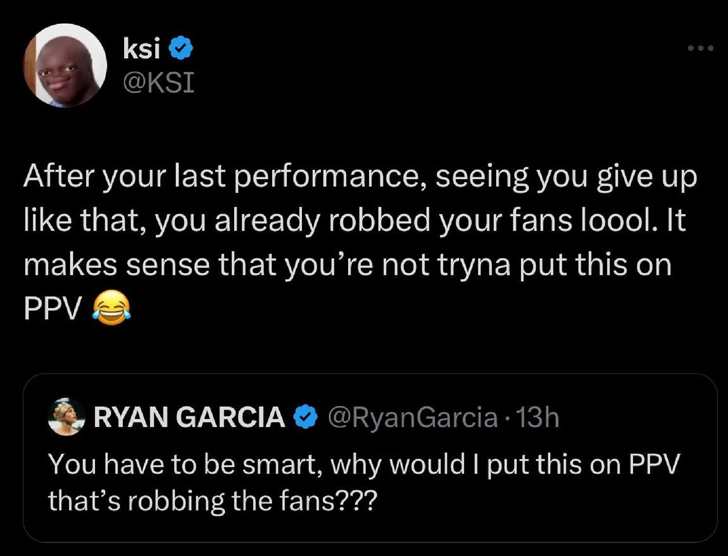 JJ trolls Ryan Garcia ahead of his next match (Image via Twitter/X)