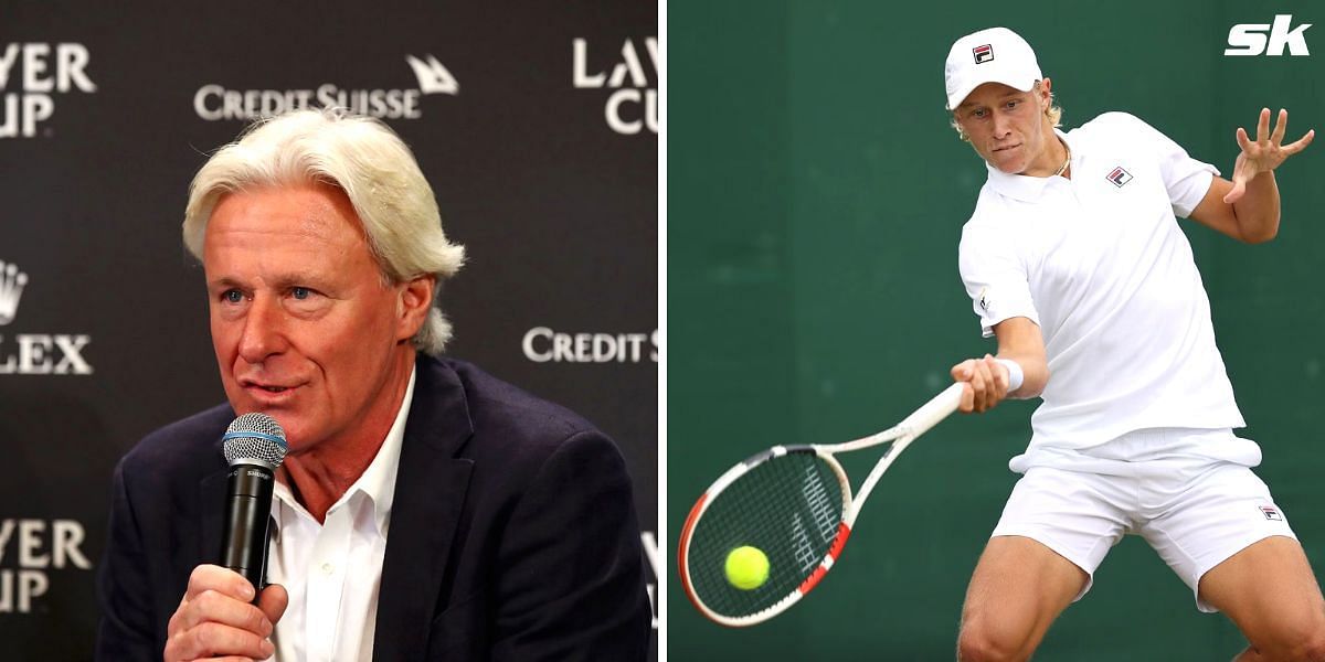 Tennis legend Bjorn Borg and his son at the 2023 Sweden Open.