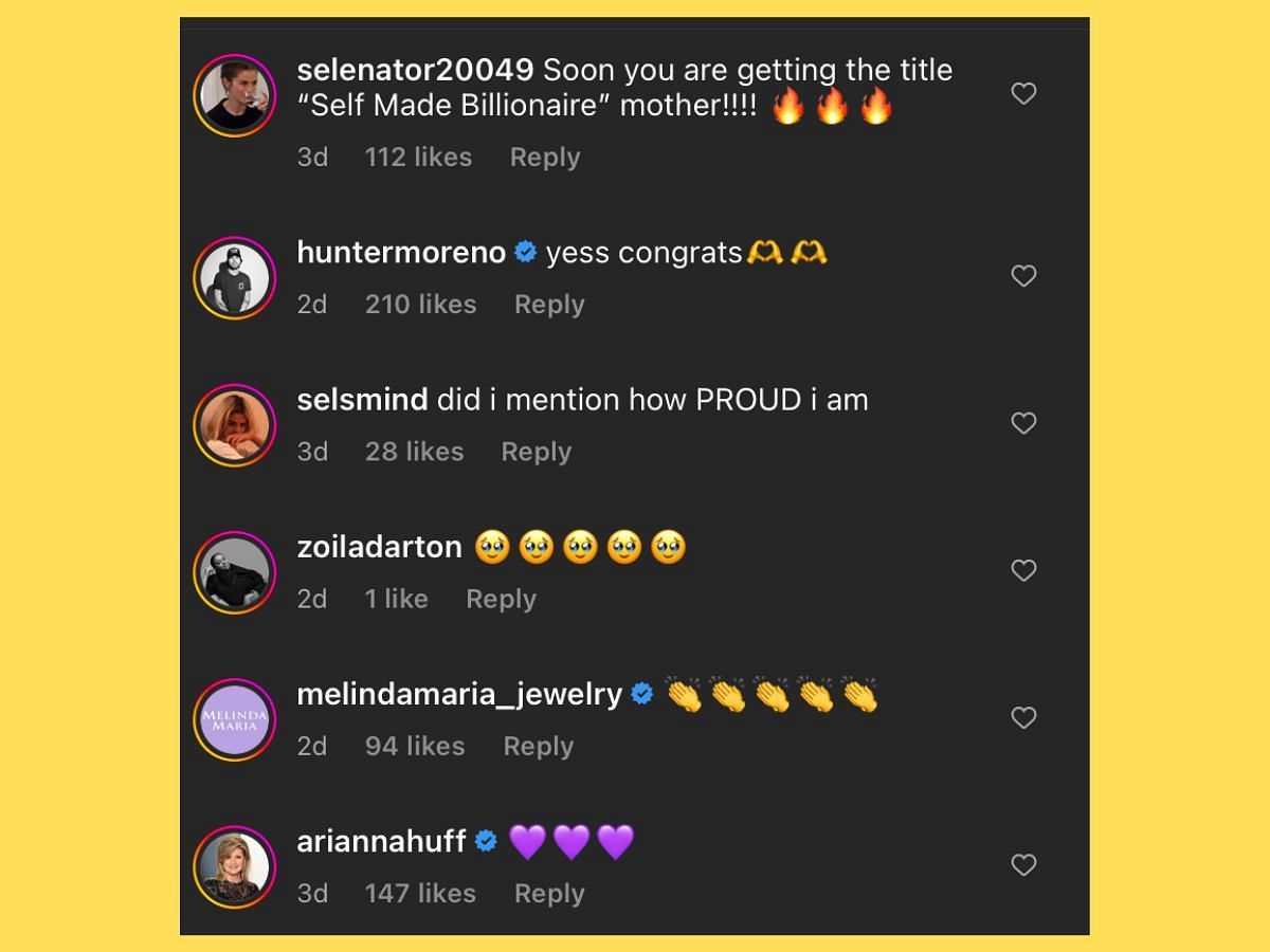 Fans congratulate and celebrate Rare Beauty making it to Fast Company&#039;s list. (Image via Instagram/ @selenagomez)