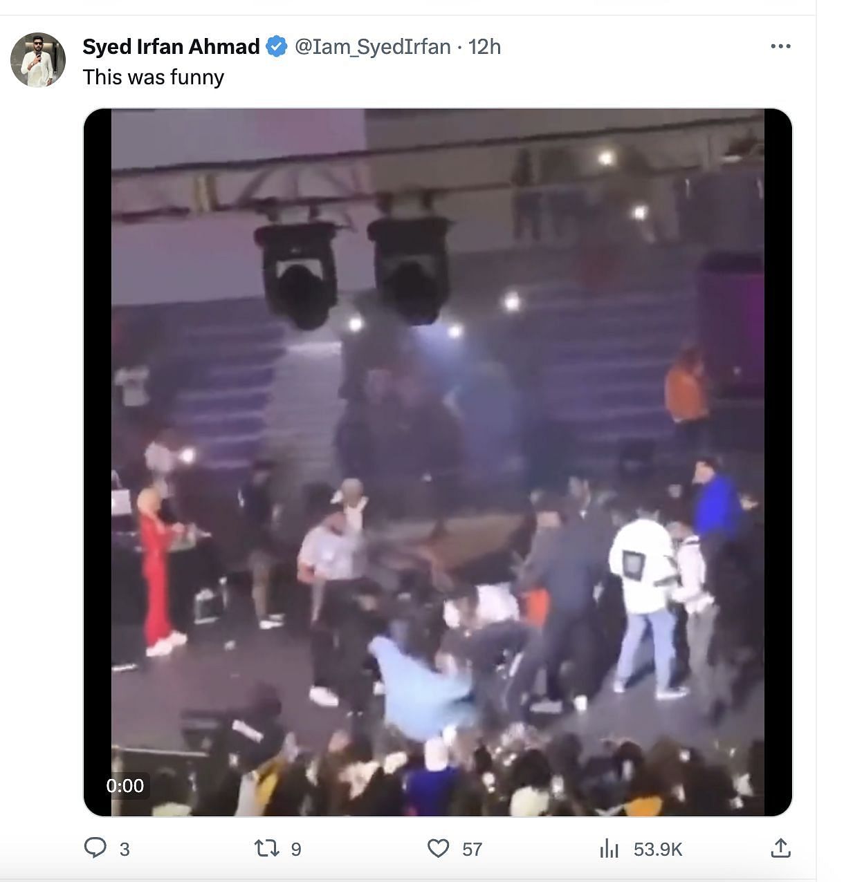 The rapper did not get hurt as falling off the balcony was a part of his act: Details and netizens&#039; reactions explored. (Image via Twitter)