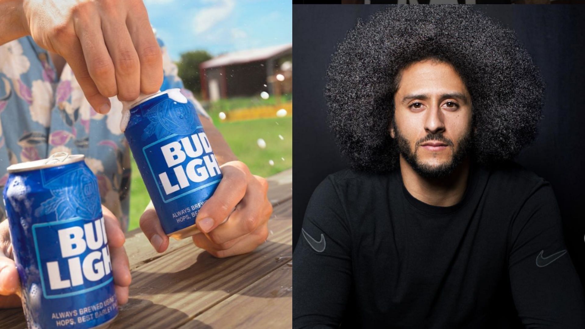 Viral article claiming Bud Light designated Colin Kaepernick as its new brand ambassador is debunked. (Image via Instagram/@budlight, @kaepernick7)