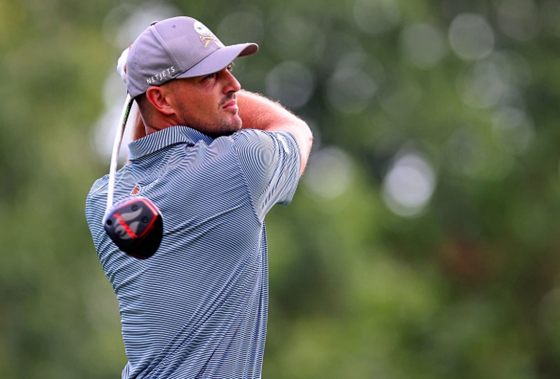 DeChambeau hits a long drive at the LIV Golf Bedminster (Image via Getty).