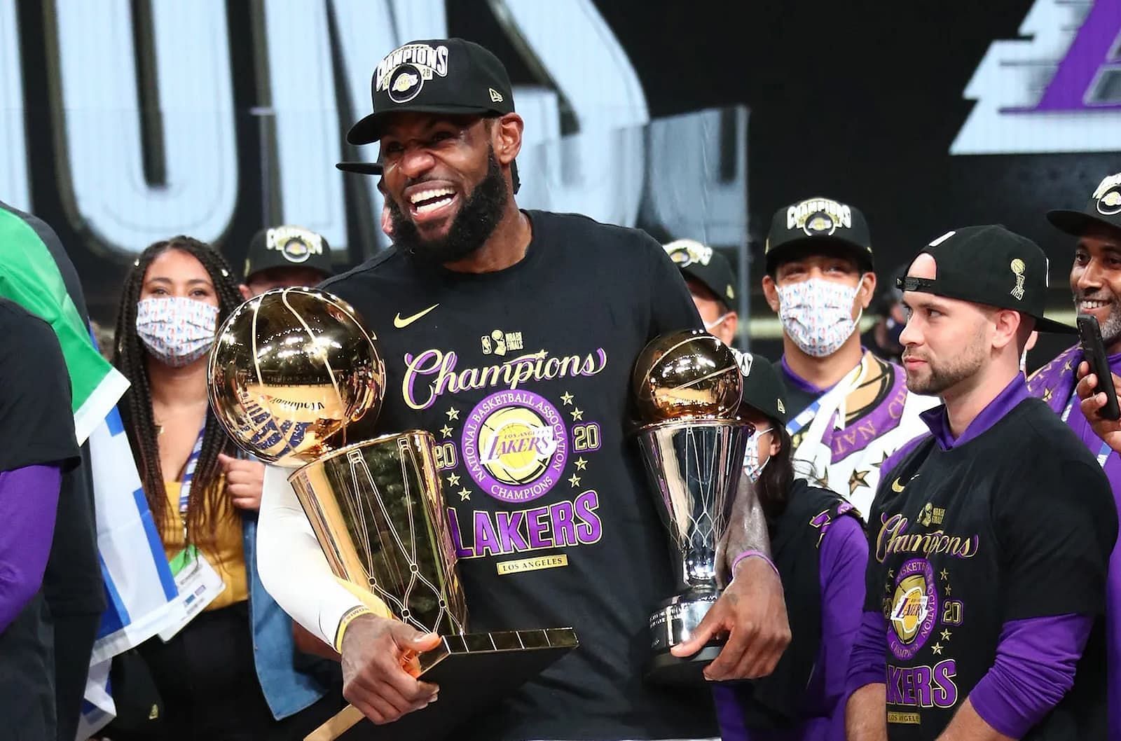 LeBron James after the LA Lakers won the championship in 2020