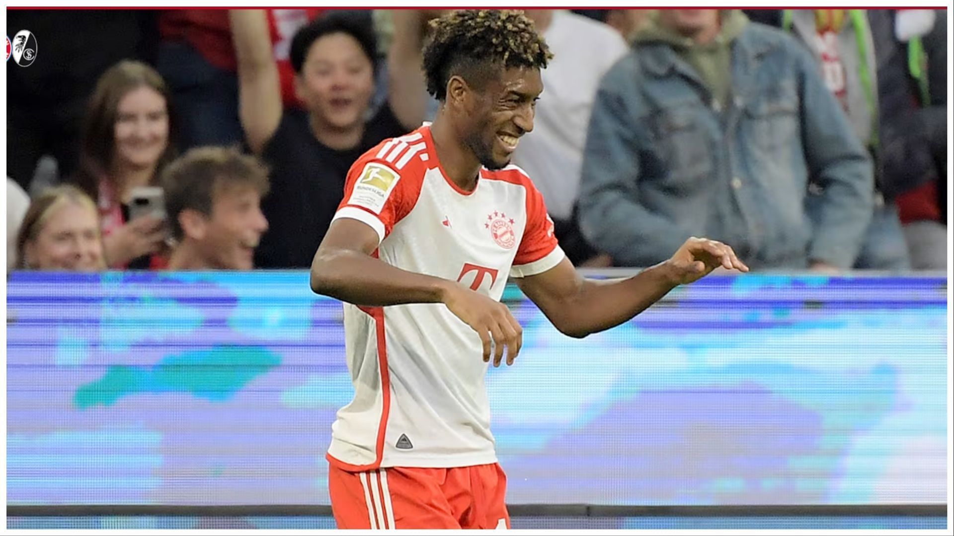 Coman scored two goals against Freiburg (Image via Bayern Munich)