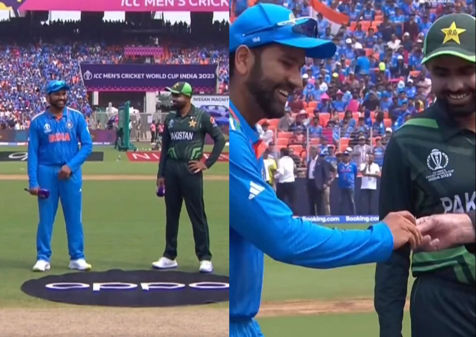 Rohit Sharma and Babar at the toss on Saturday. 