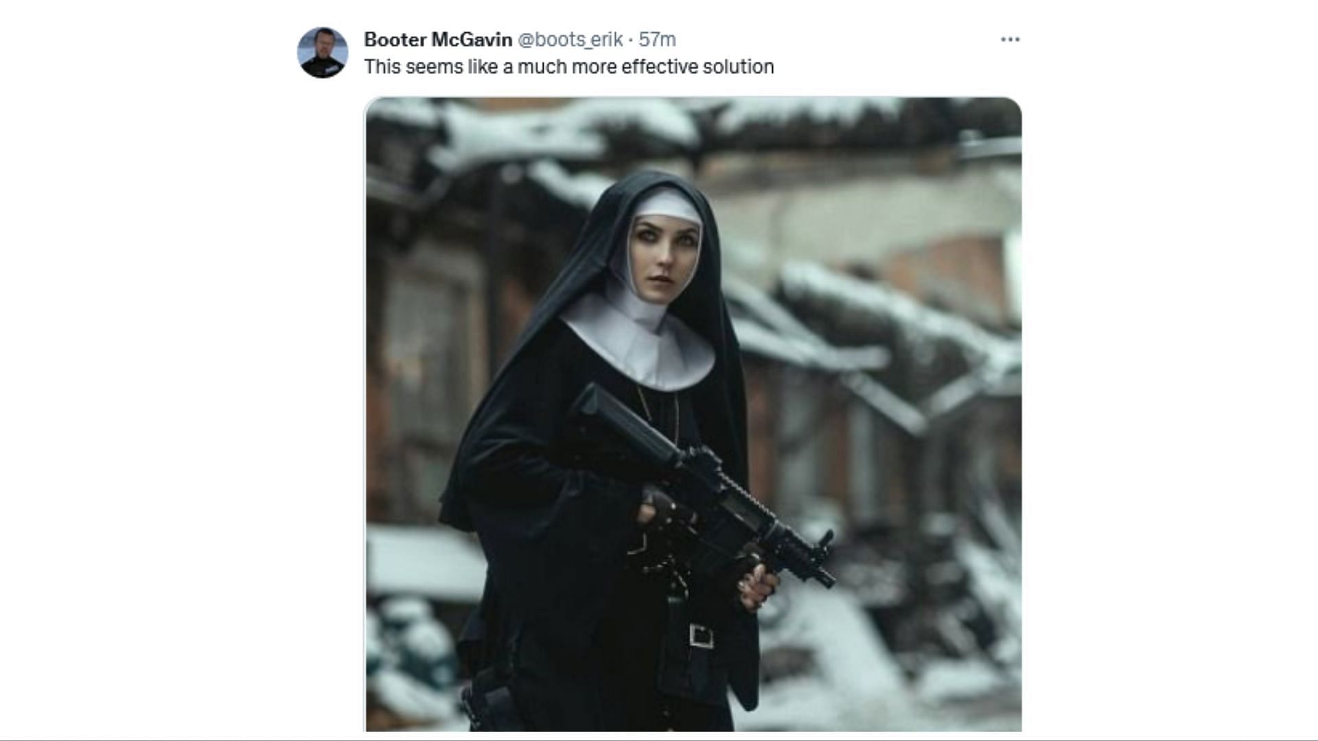 Netizens reacted hilariously to the video of the nun (Image via X / @boots_erik)