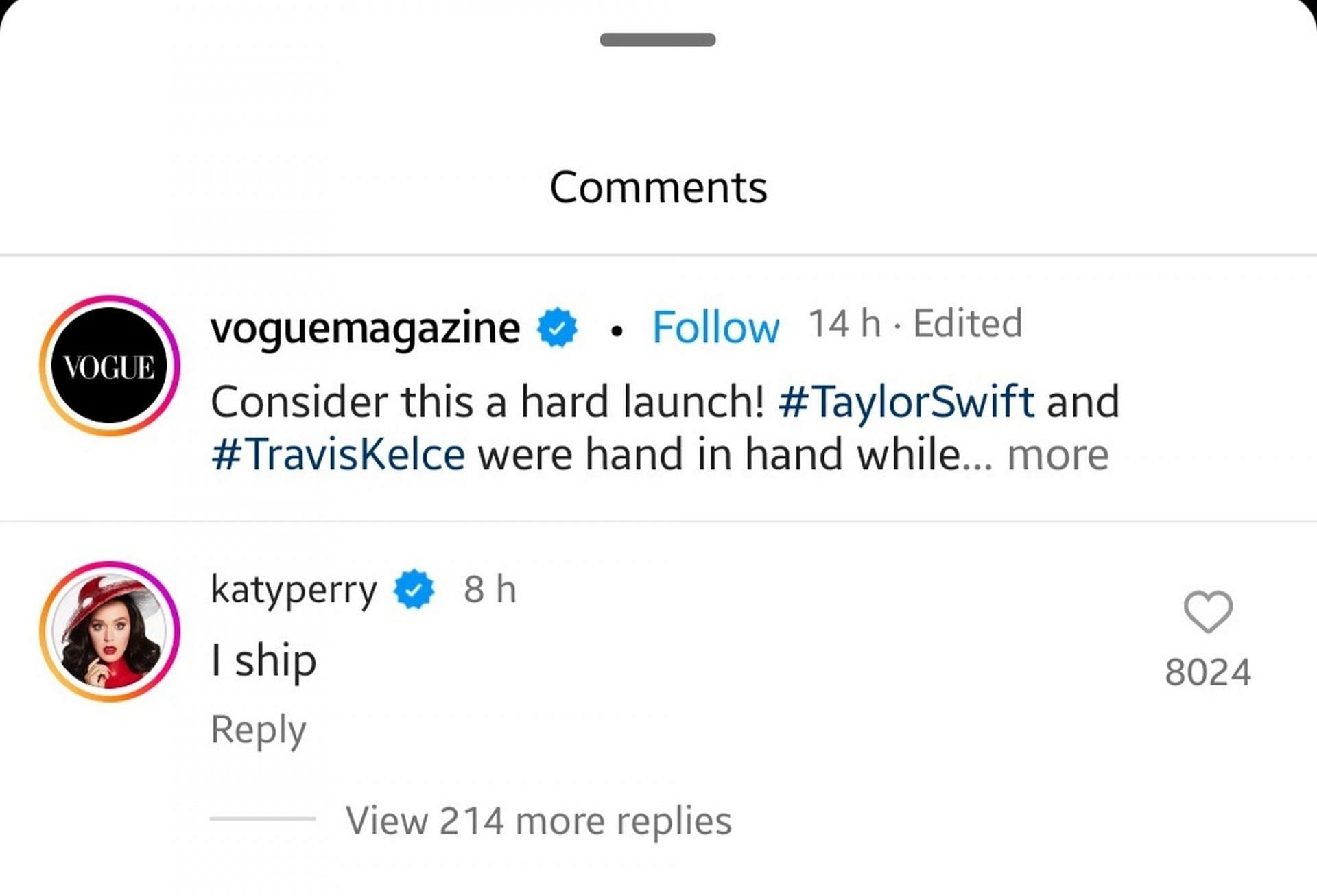 Katy Perry reacting to Travis Kelce and Taylor Swift's weekend date