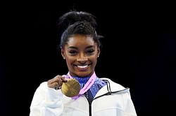 Simone Biles clinches 30th World Championships gold medal by winning floor exercise event at World Artistic Gymnastics Championships