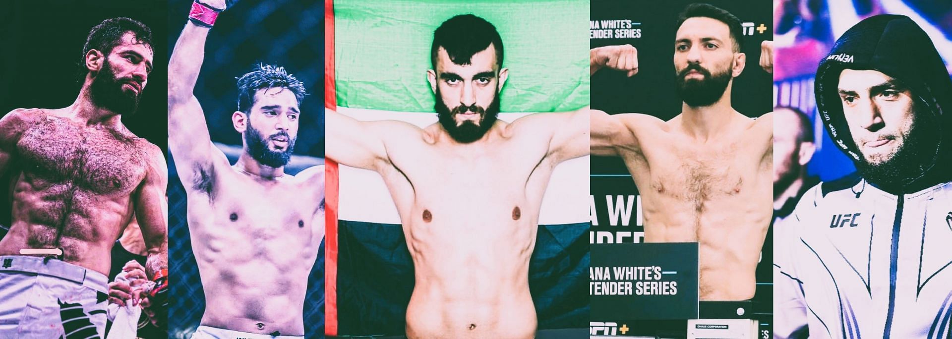 Muhammad Naimov, Anshul Jubli, Mohammad Yahya, Javid Basharat, and Ikram Aliskerov will return to action at UFC 294 [Images via @muhammad_naimov, @kingoflions_, @yahyamma, @javidldn &amp; @ikram_aliskerov on Instagram]