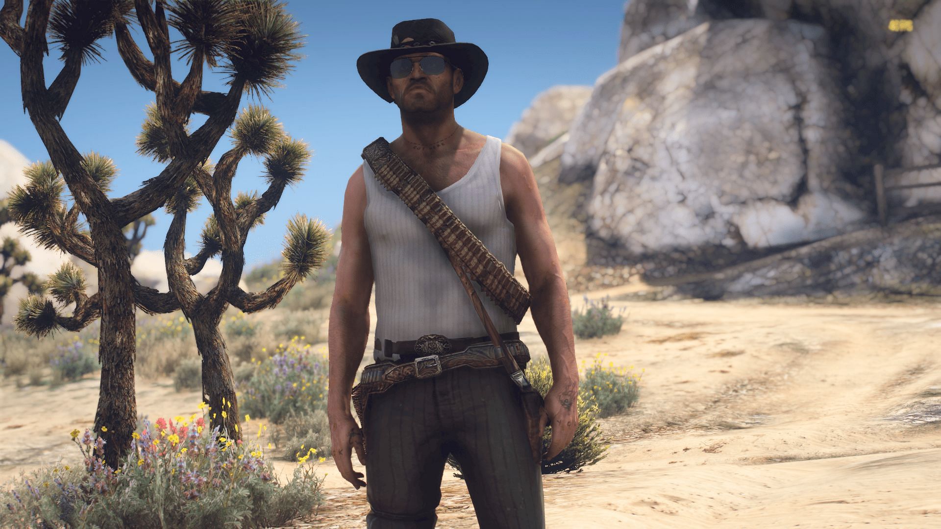 Trevor Philips in John Marston&rsquo;s outfit in Grand Theft Auto 5 (Image via SOUP-_-)