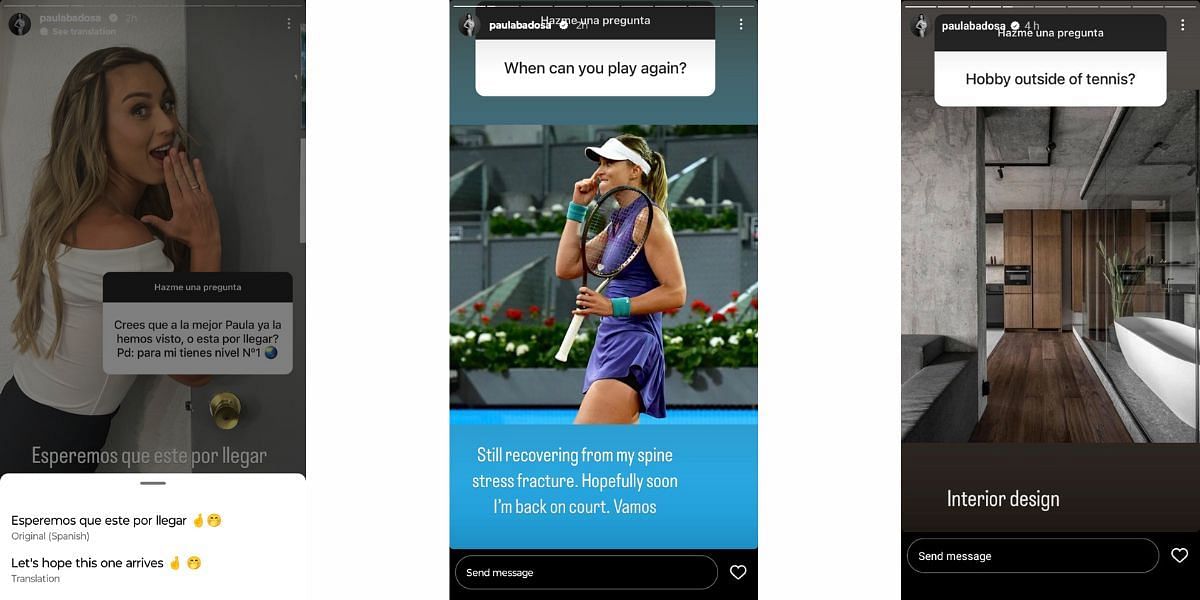 Paula Badosa via Instagram stories