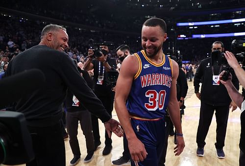 Steph Curry with his father Dell after a Warriors game