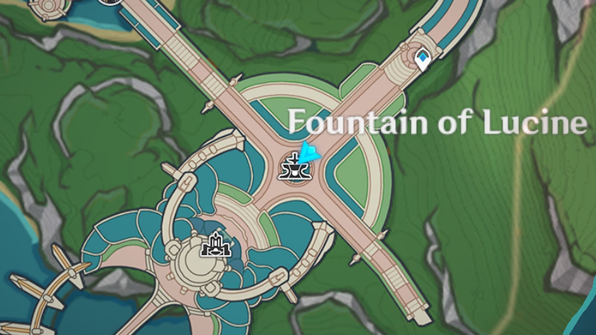 This is where you can find the Fountain of Lucine (image via HoYoverse)