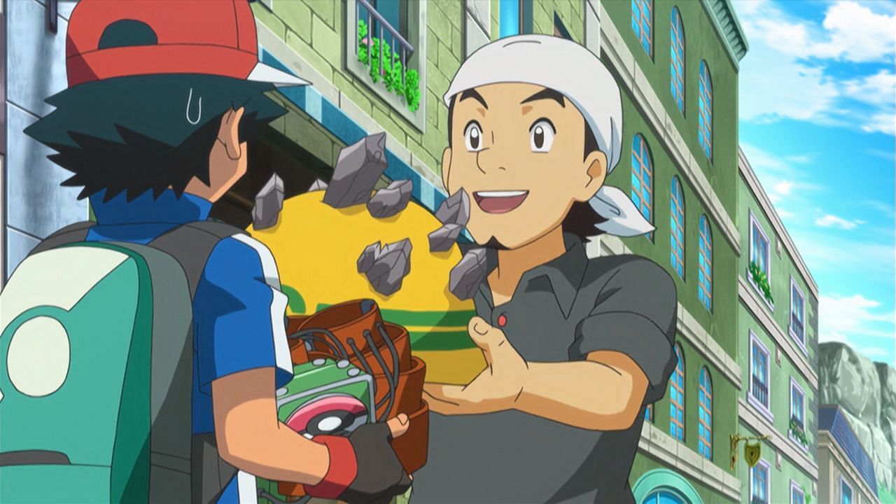 The Rocky Helmet item as seen in the anime (Image via The Pokemon Company)