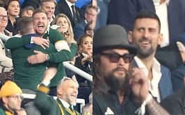 Novak Djokovic caught on camera in awe of UFC star Dricus Du Plessis' Rugby World Cup celebration