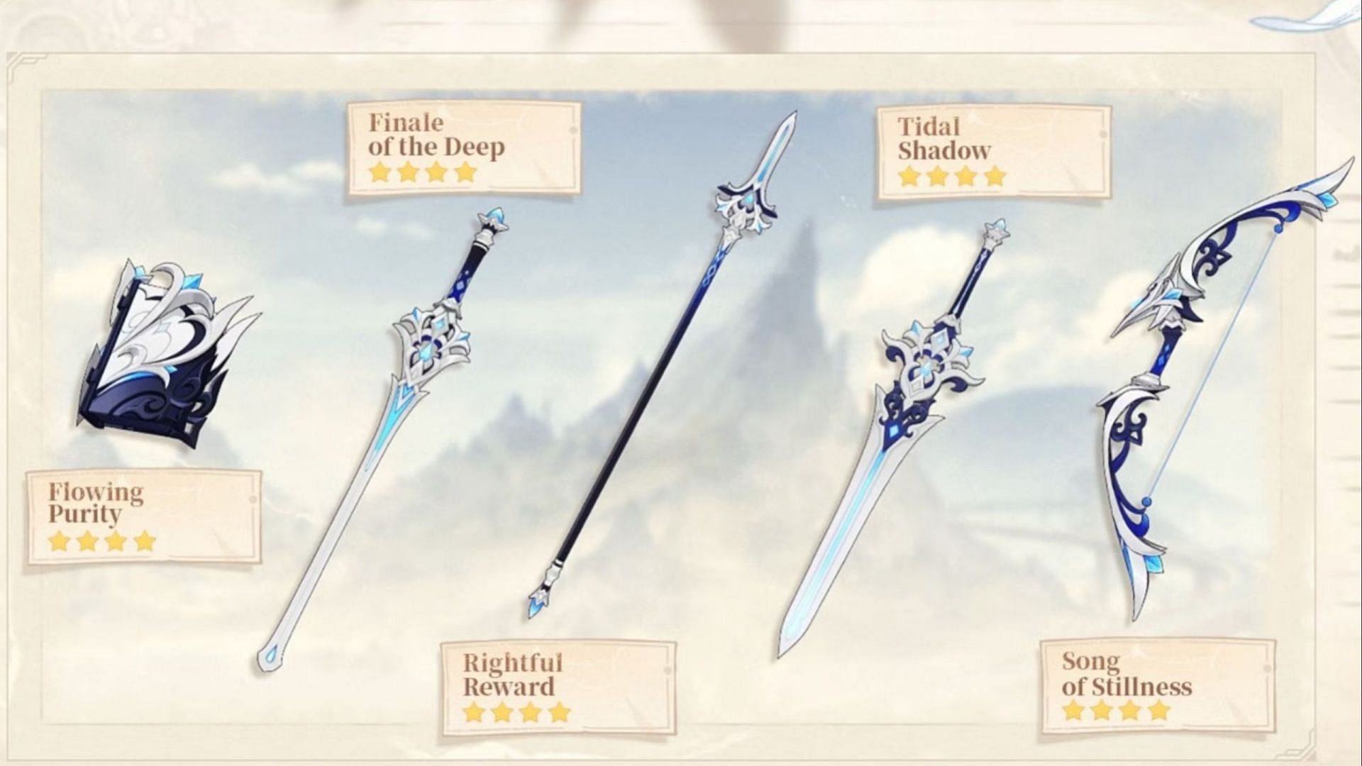 Fontaine craftable weapons (Image via HoYoverse) 