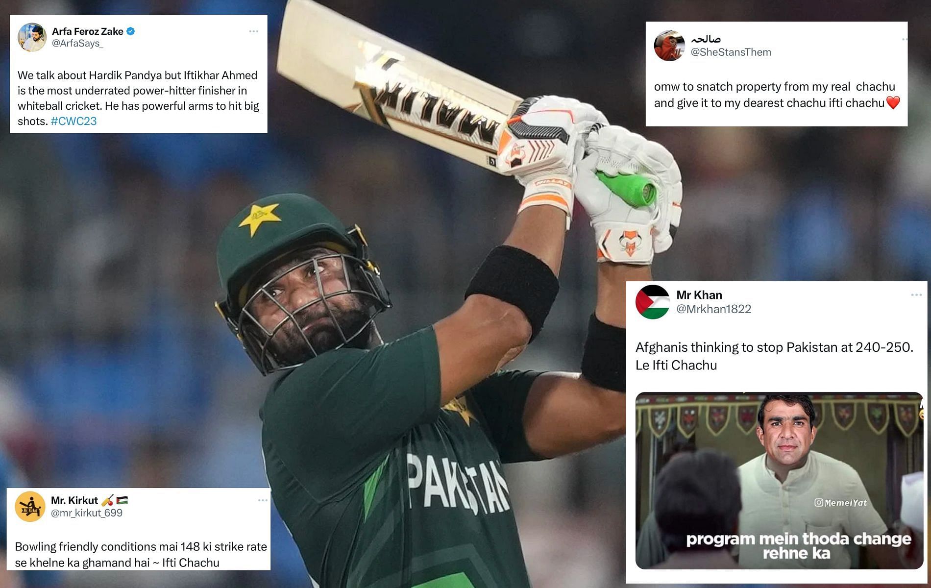 Iftikhar Ahmed received praise from fans for his wonderful knock. (Pics: AP/X)