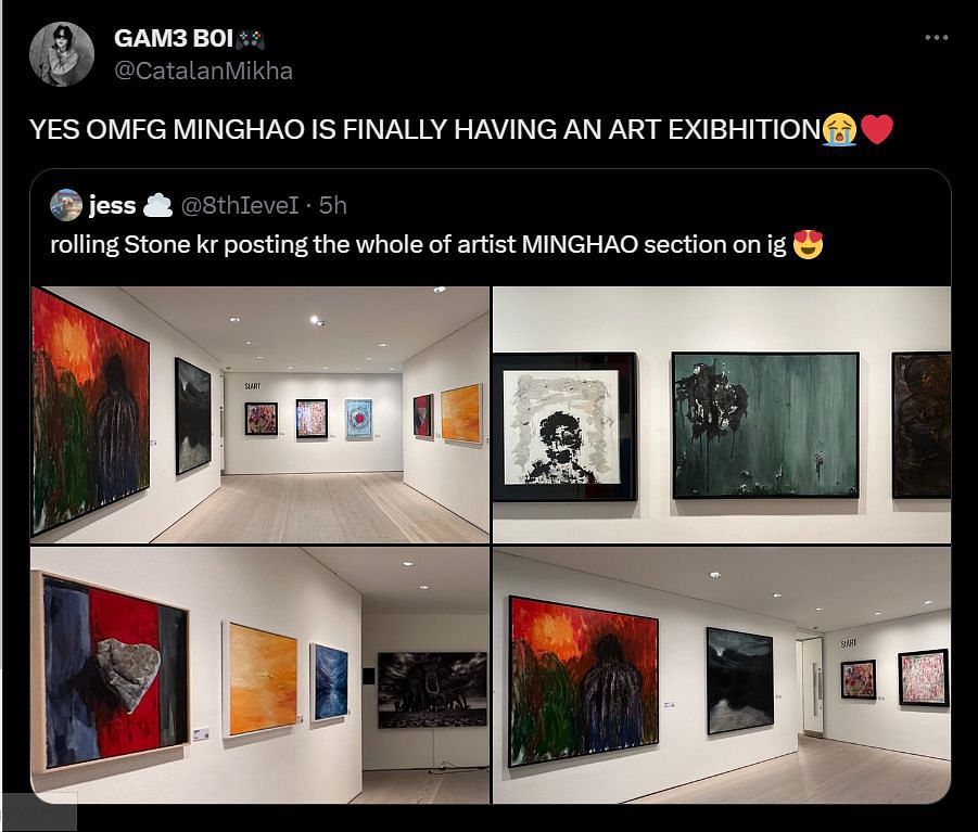 The8&#039;s paintings displayed at the stART exhibition, London (Image via Twitter/CatalanMikha)