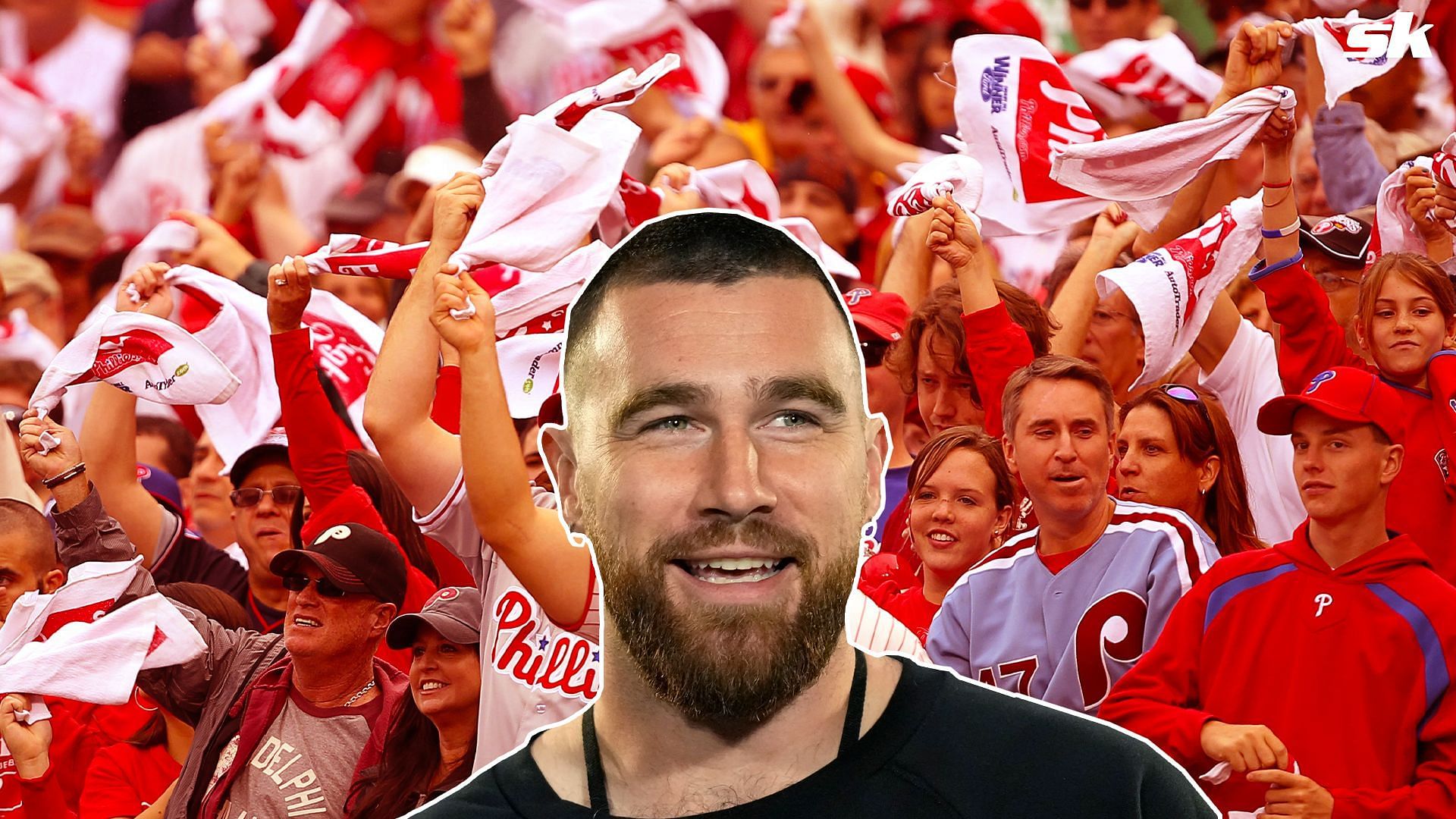 Eagles' Kelce supports Phillies, hugs Phanatic at NLCS Game 3 - ESPN