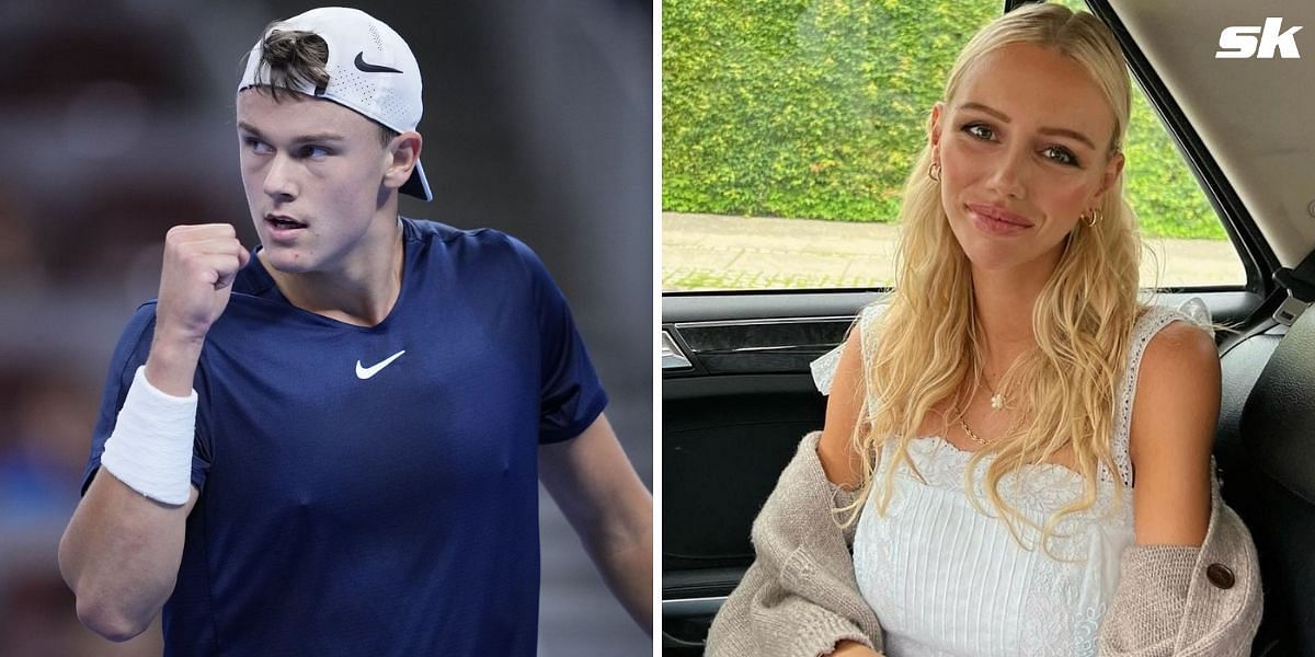 Holger Rune (L) and his sister Alma (R) Basel Open 2023