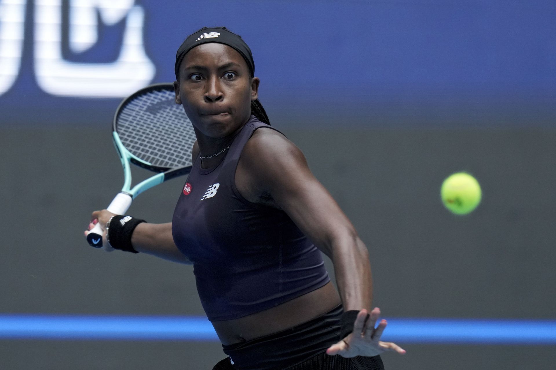 Coco Gauff in action at the China Open