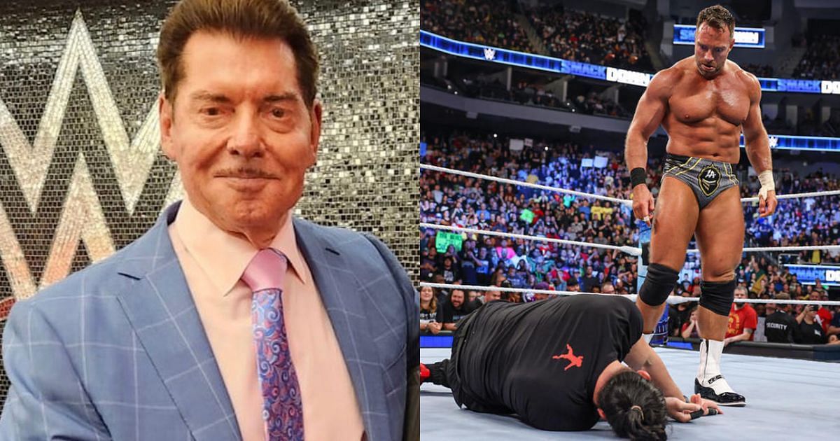 Vince McMahon, LA Knight, and Roman Reigns.