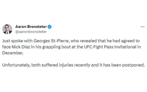 Aaron Bronsteter tweet regarding the grappling match