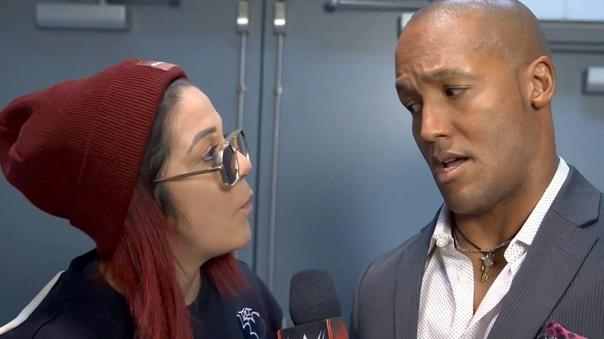 Bayley (left) and Byron Saxton (right)
