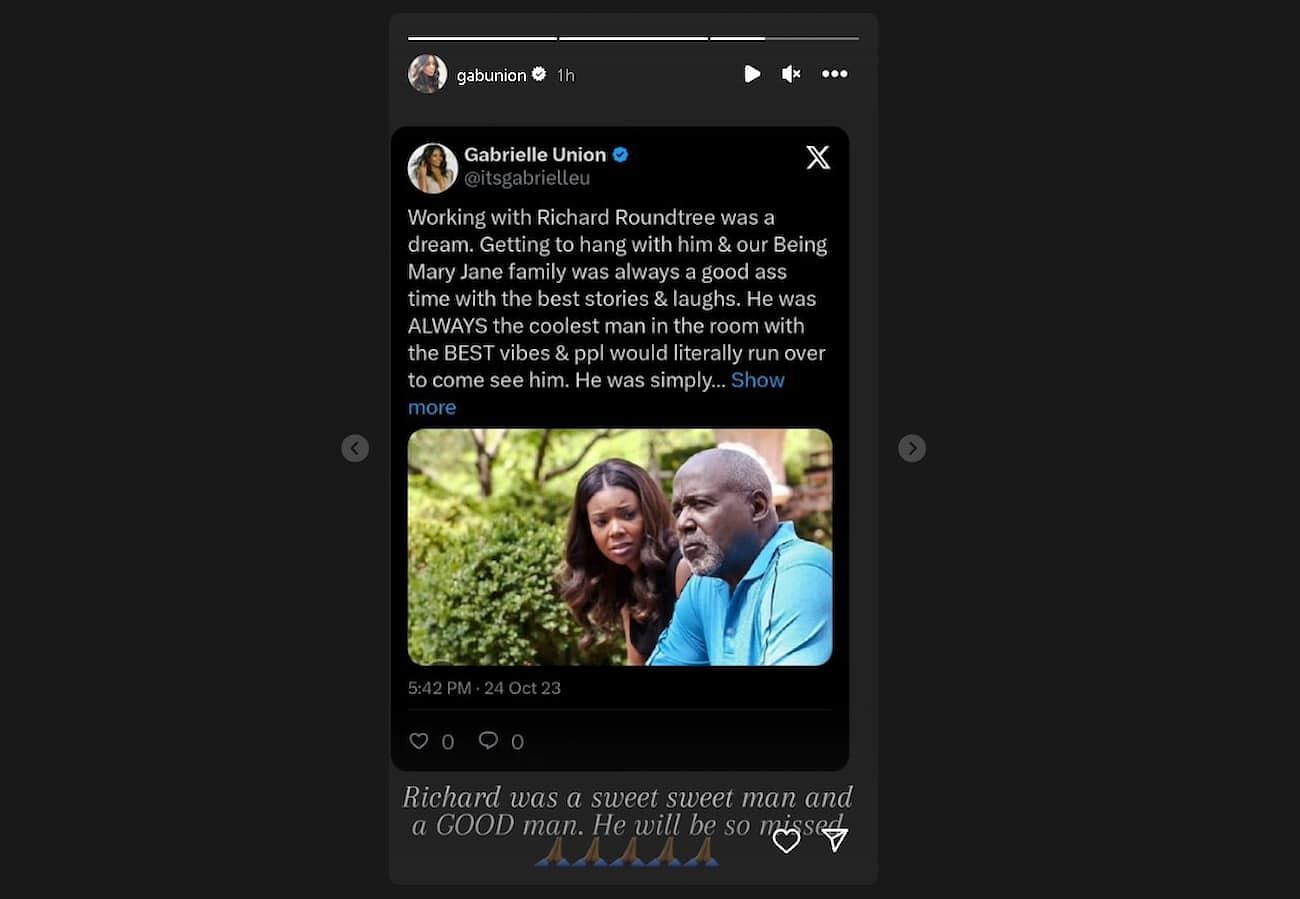Dwyane Wade&#039;s wife Gabrielle Union shared her post about late actor Richard Roundtree on her Instagram stories