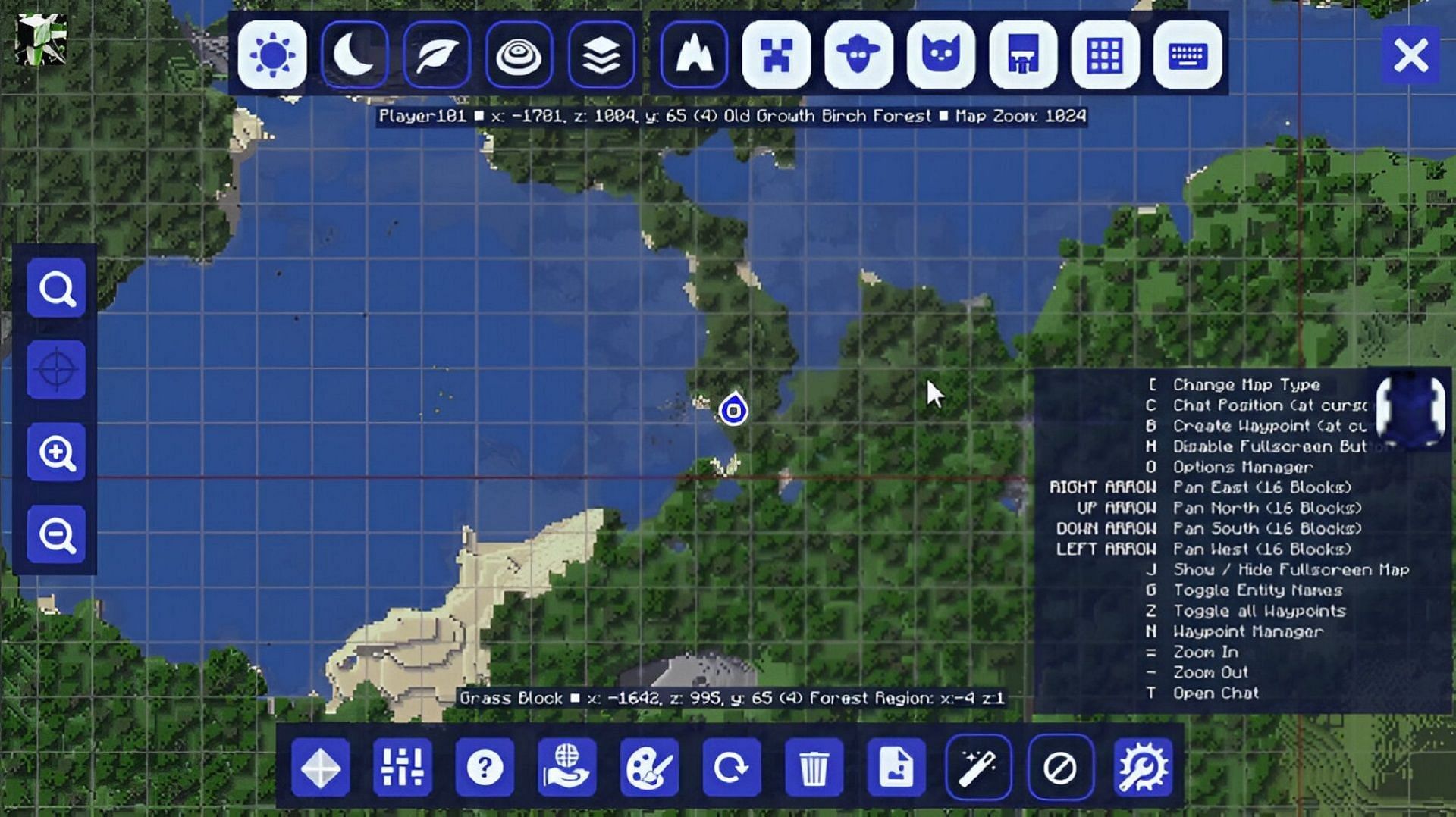 JourneyMap makes navigating worlds a much simpler undertaking (Image via Techbrew/CurseForge)